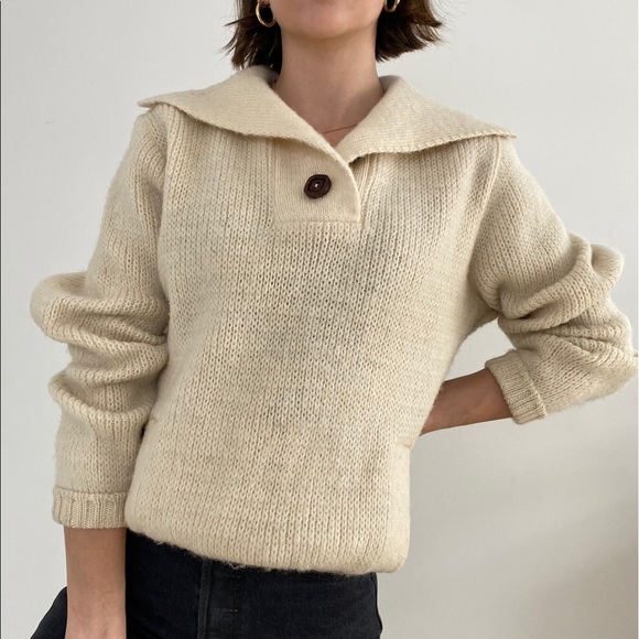 Vintage Chunky Wool Sailor Collar 